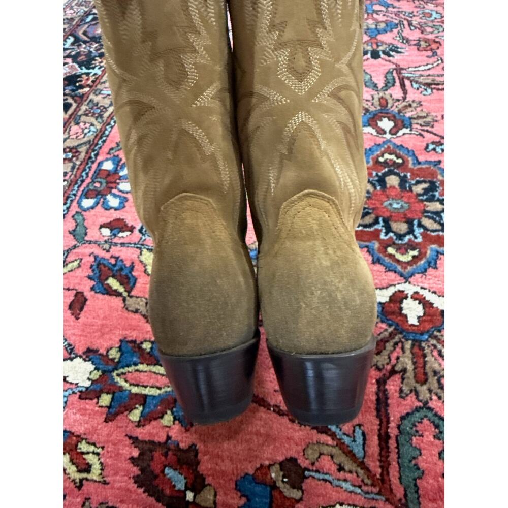 Tecovas Women's 7.5 Cowgirl Boot Cowboy The Sadie Suede Toasted Almond Brown - Picture 6 of 9